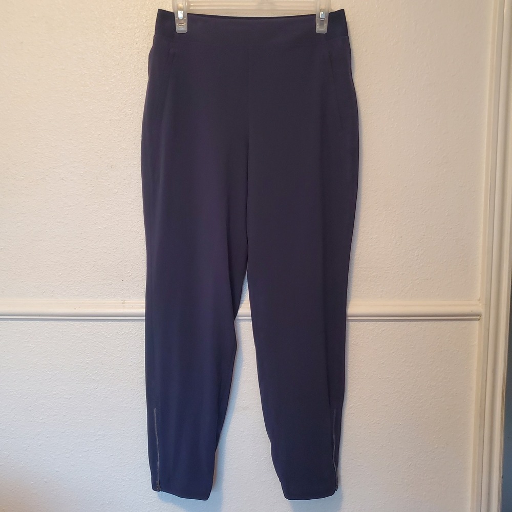 Athleta Navy Blue Ankle Zip Joggers Women Size 4 Tapered Performance Pants